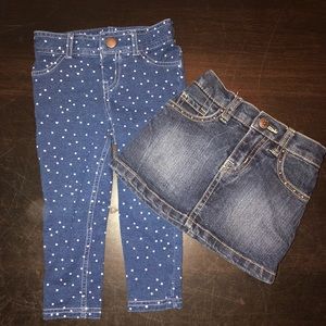 Denim Skirt and Leggings Set